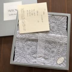 未使用　スワトウ　ハンカチ　岳陽楼　杜甫　綿麻　汕頭　手刺繍　SWATOW箱なし 未使用 スワトウ ハンカチ 岳陽楼 杜甫 綿麻 汕頭 手刺繍 SWATOW箱なし