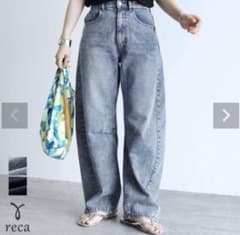 【新品】reca レカ　デニムバレルレッグパンツ　ケミカルブルーのサムネイル