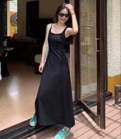 タンクトップロングワンピース黒タグ付きのサムネイル