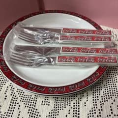 코카콜라 비매품 티파니 패턴 플레이트 포크 숟가락 2 세트