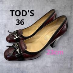 【美品・訳あり】TOD'S トッズ エナメル パンプス ボルドー 36のサムネイル