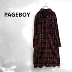[oa4]PAGEBOY 페이지 보이 체크 셔츠 원피스 레드 롱