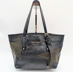 美品☆JIMMY CHOO　スタッズ　トートバッグ　レザー　ブラックのサムネイル