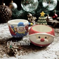 クリスマス雑貨3点セット サンタ スノーマン ミニカップ 卓上ツリー 雪だるま