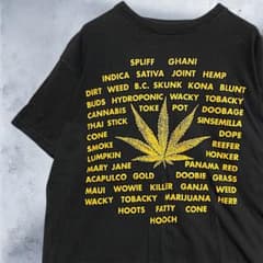 BJGF ウィード Tシャツ 古着 黒 大麻 マリファナ 品種 銘柄 隠語 ネタ 