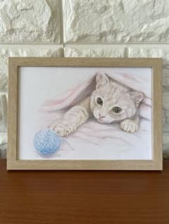 猫の絵画 色鉛筆画 原画　A5サイズのサムネイル