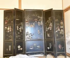 Mio様☆高級中国骨董☆漆器☆玉石屏風☆ついたて☆No.1 - メルカリ