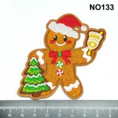 NO133 ジンジャーブレッド 大きめ クリスマス 繍 アップリケのサムネイル