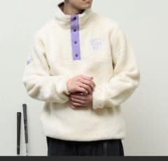 美品 ビームスゴルフ ボアジャケット ロゴ刺繍 XL ホワイト フリース