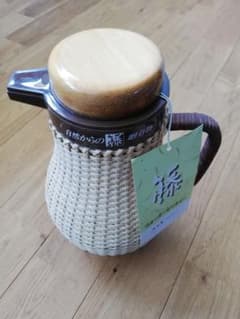 藤のポット ウォーターピッチャー 1L 未使用品/レトロ/昭和/アンティークのサムネイル