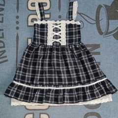 axes femme kids 130 チェック柄ジャンパースカート 紺のサムネイル