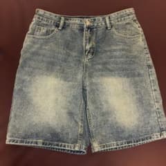 未使用 デニムハーフパンツ バギーショーツ ウォッシュ加工 Mサイズ ストリートのサムネイル