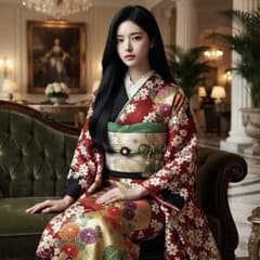 振袖フルセット(7点)・古典柄・金彩・正絹・作家物・落款有・正絹