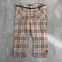 A916 美品 バーバリーBL ノバチェック クロップド 36 ホース刺繍ロゴ