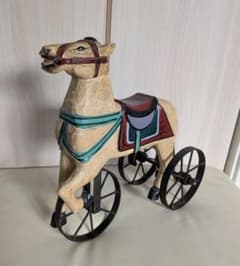 木製馬に鉄車 郷土玩具 オブジェ 大きいです - メルカリ