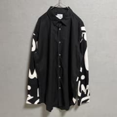 美品】ポールスミス 長袖 シャツ ビックロゴ L 現行 ブラック 総柄