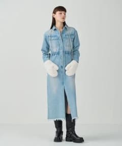 그레이스 콘티넨탈 데님 드로스트 슬릿 원피스 36(M)