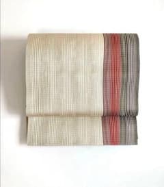 未使用美品 単衣仕立 名古屋帯 上品な生成色 立涌模様の織 6月単衣のお