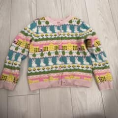 mini boden 110 うさぎ柄 ニットカーディガン