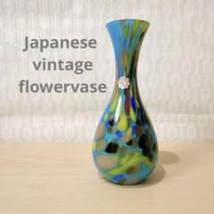 【昭和レトロ】特大 54cm マーブルガラス 花瓶 昭和レトロ】手吹きガラス 花瓶 マーブル模様 ミッドセンチュリー