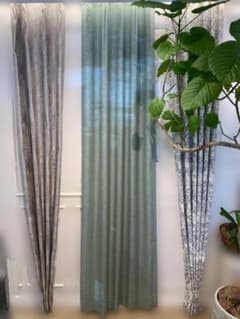 【ドイツ製輸入生地】淡いグリーン　カーテン　光沢感のサムネイル