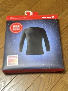紳士　HEATTECH ブラック 超極暖9分袖シャツ Mのサムネイル