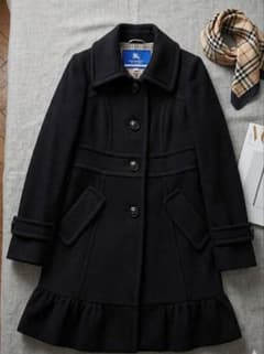 BURBERRY BLUE LABEL　裾フリルウールコート黒　サイズ38
