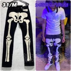 スカルパンツ】新品 スケルトンデニム ミニマルmnml ヴィンテージ