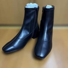 GLOBAL WORK らくっション　ブラック ブーティ 約5cmヒール　Lのサムネイル