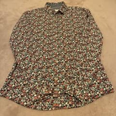 ZARA 花柄 長袖シャツ スリムフィット ブラック Sのサムネイル