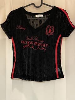 レース 半袖 Tシャツ ブラックのサムネイル
