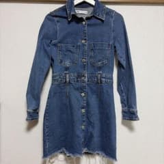 ZARA デニムワンピース 長袖 ブルー Mのサムネイル