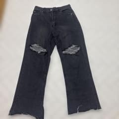 GORGIE ダメージフレアデニムパンツ M ブラック