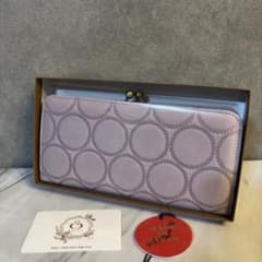sarai ズッケロ 長財布 がま口 ドット 型押し パープル ピンク - メルカリ