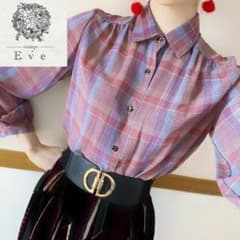 昭和レトロ ヴィンテージ タータンチェック ピンクパープル シャツ 