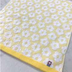 今治タオル 薄手 フェイスタオル 花柄 イエロー4枚のサムネイル