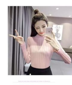 オシャレニット 縦ライン ニット お買い得 ピンクのサムネイル