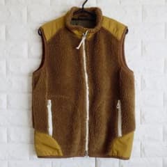【美品】DESCENTE デサント レディースM ロゴ刺繍ボアベスト ブラウンのサムネイル