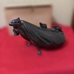 鋳銅 袋引鼠 置物 正晴造 供箱 - メルカリ