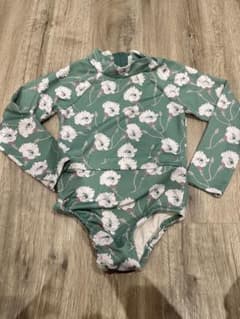 長袖 キッズ水着 花柄 グリーン✩100〜110cm✩韓国のサムネイル