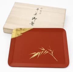 輪島塗り 茶櫃 木製 丸盆 茶道具 木製漆器 漆芸 漆器 工芸品 蒔絵 祖』輪島塗 千代寿盆 干菓子盆 茶道具 木製漆器 木箱 （722C⑨