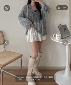 スキッパーリボンメッシュニットのサムネイル