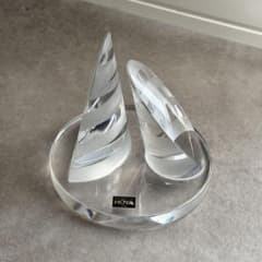 HOYAクリスタル ガラス 置物 東京湾アクアライン ヴィンテージ