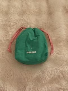 MOREMO 巾着ポーチ グリーン ピンクのサムネイル