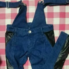 GYDA レザー切り替え デニム サロペットのサムネイル