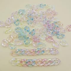 ハンドメイド資材 プラチェーンパーツ オーロラカラー 連結パーツのサムネイル