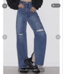 GYDA ハイウエスト KNEEダメージスリット ストレートデニムのサムネイル