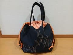 ハンドメイド 巾着トートバッグ 鶴柄のサムネイル