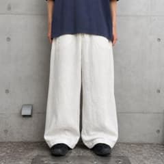 古着 90s〜 極太 リネン パンツ スラックス ワイド カーキ ベイカー 軍 極太 90s リネン100% ワイドパンツ スラックス イージーパンツ