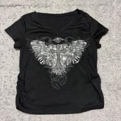 Y2K グランジ 平成ギャル 黒Tシャツ 半袖 クロス 十字架デザインのサムネイル